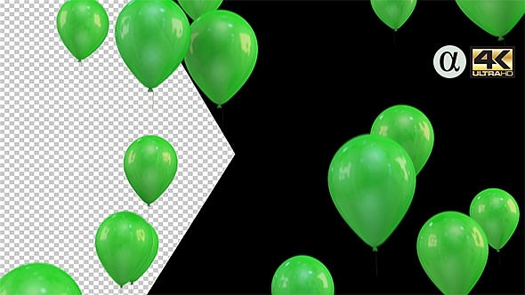 3D Rising Balloons All Green Color 3D Rising Balloons All Green Color