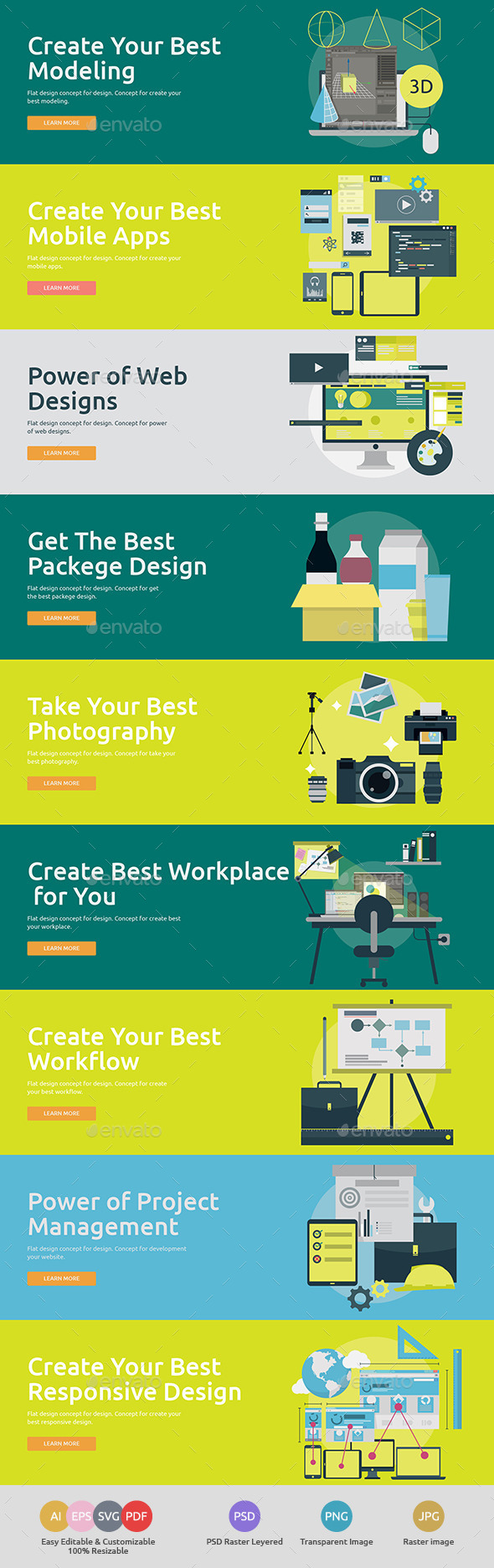 GraphicRiver Flat Concept Banners for Design 3 11878168 GraphicRiver Flat Concept Banners for Design 3 11878168