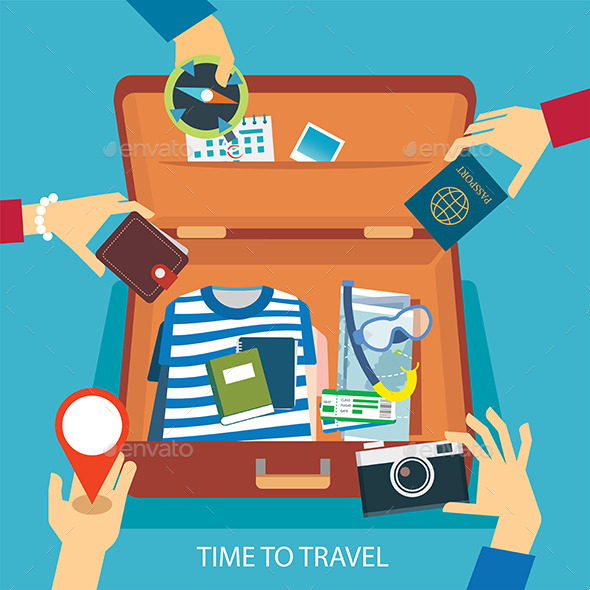 GraphicRiver Time to Travel Concept Flat Design 11878509 GraphicRiver Time to Travel Concept Flat Design 11878509