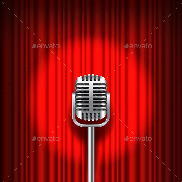 GraphicRiver Red Curtain and Stage with Microphone Vector 11881440 GraphicRiver Red Curtain and Stage with Microphone Vector 11881440