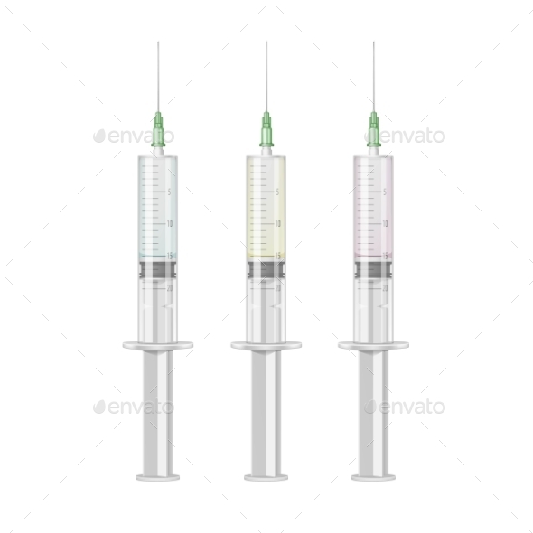 GraphicRiver Vector Plastic Medical Syringe Isolated On White 11883609
