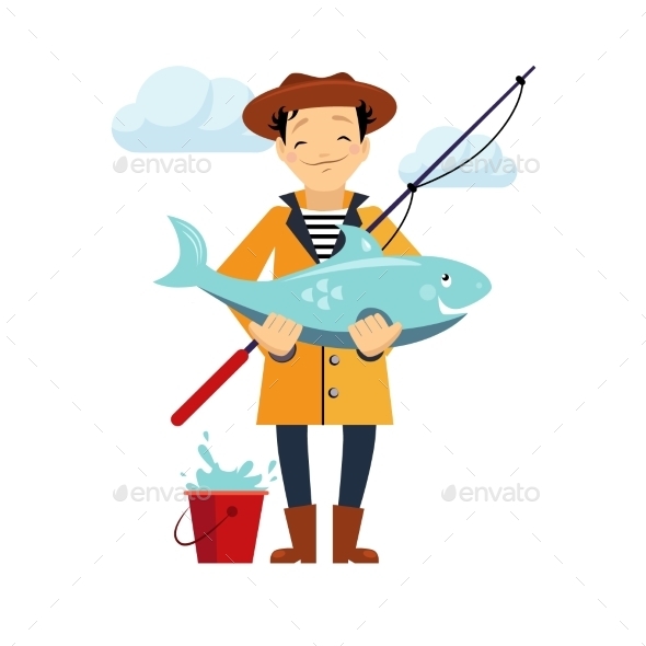 GraphicRiver Fisherman And Fish Vector Illustration 11884426 GraphicRiver Fisherman And Fish Vector Illustration 11884426