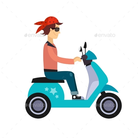GraphicRiver Hipster Young Man Characters Riding Fast Retro 11884447 GraphicRiver Hipster Young Man Characters Riding Fast Retro 11884447