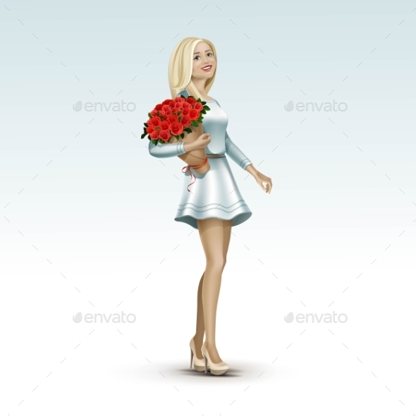 GraphicRiver Blonde Woman Girl In Dress With Flowers 11885919 GraphicRiver Blonde Woman Girl In Dress With Flowers 11885919