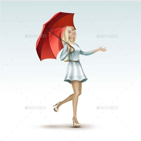 GraphicRiver Blonde Woman Under a Red Umbrella in Dress 11885940 GraphicRiver Blonde Woman Under a Red Umbrella in Dress 11885940