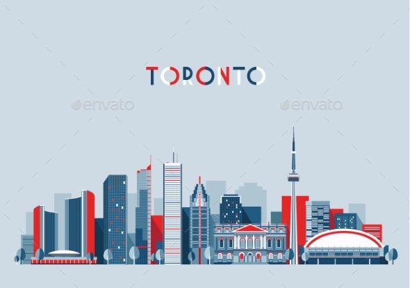 GraphicRiver Toronto Canada City Skyline Flat Trendy Vector 11887510 GraphicRiver Toronto Canada City Skyline Flat Trendy Vector 11887510