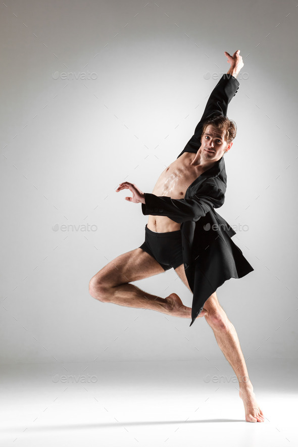 The young attractive modern ballet dancer on white background (Misc) Photo Download