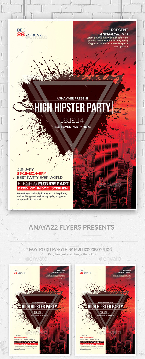 GraphicRiver Hipster Party Flyers Psd Template 11891005 GraphicRiver Hipster Party Flyers Psd Template 11891005
