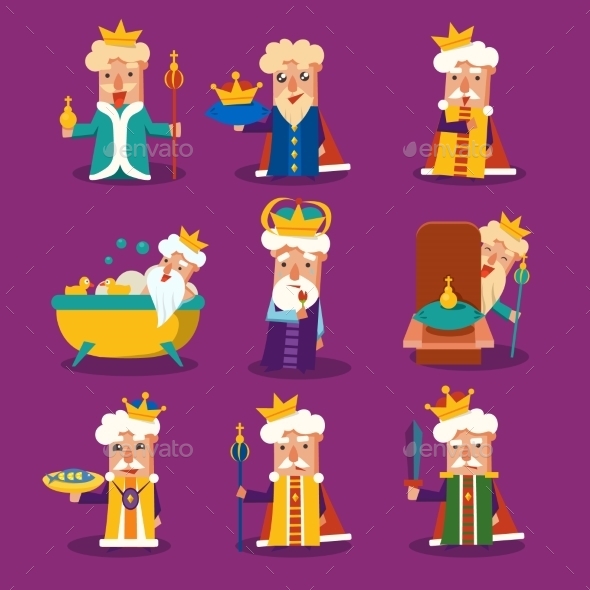GraphicRiver King Cartoon Illustration Set 11891501 GraphicRiver King Cartoon Illustration Set 11891501