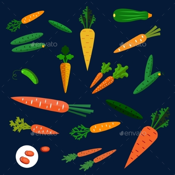GraphicRiver Healthy Carrot And Cucumber Flat Vegetables 11891522 GraphicRiver Healthy Carrot And Cucumber Flat Vegetables 11891522