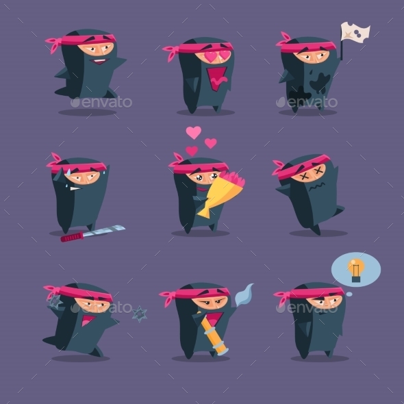 GraphicRiver Collection Of Cute Cartoon Ninja 11891527