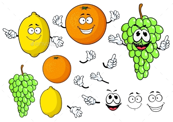 GraphicRiver Happy Cartoon Grape Lemon And Orange Fruits 11891529 GraphicRiver Happy Cartoon Grape Lemon And Orange Fruits 11891529