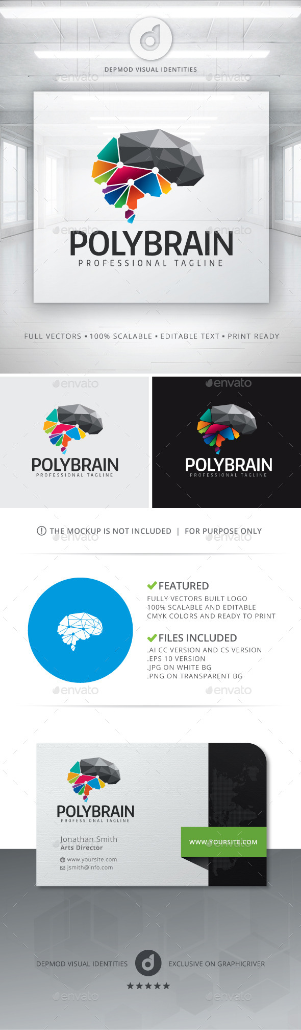GraphicRiver Poly Brain Logo 11891933 GraphicRiver Poly Brain Logo 11891933