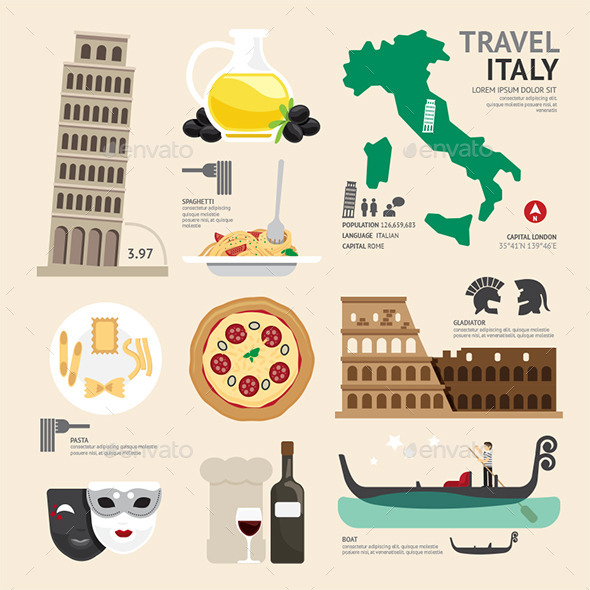 GraphicRiver Italy Flat Icons Design Travel Concept 11290788 GraphicRiver Italy Flat Icons Design Travel Concept 11290788
