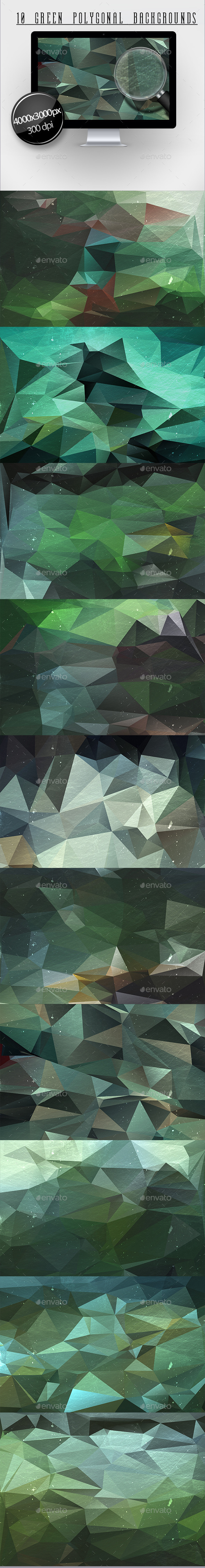 10 Green Polygonal Backgrounds