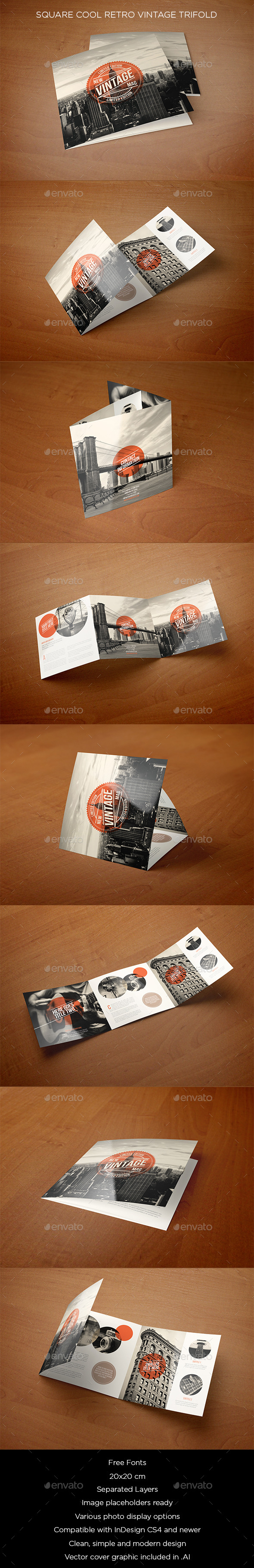 GraphicRiver Square Cool Retro Vintage Trifold 11895700 GraphicRiver Square Cool Retro Vintage Trifold 11895700