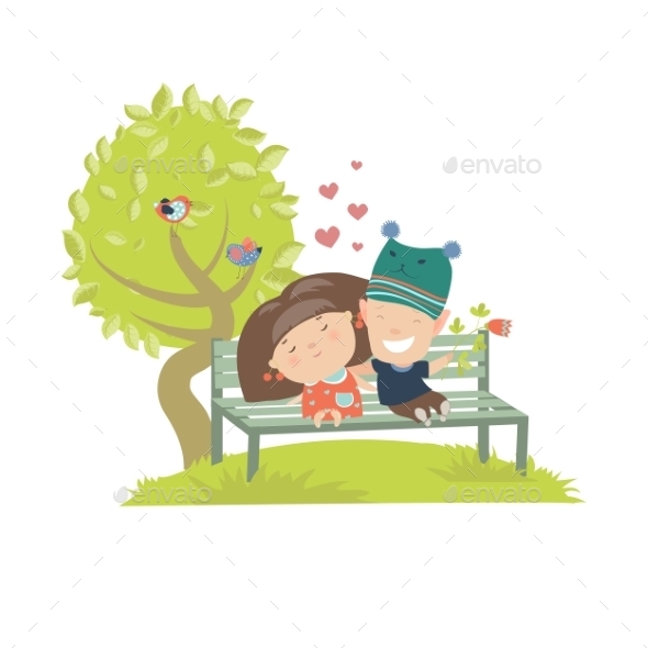 GraphicRiver Teenagers Sitting on the Bench 11895901 GraphicRiver Teenagers Sitting on the Bench 11895901