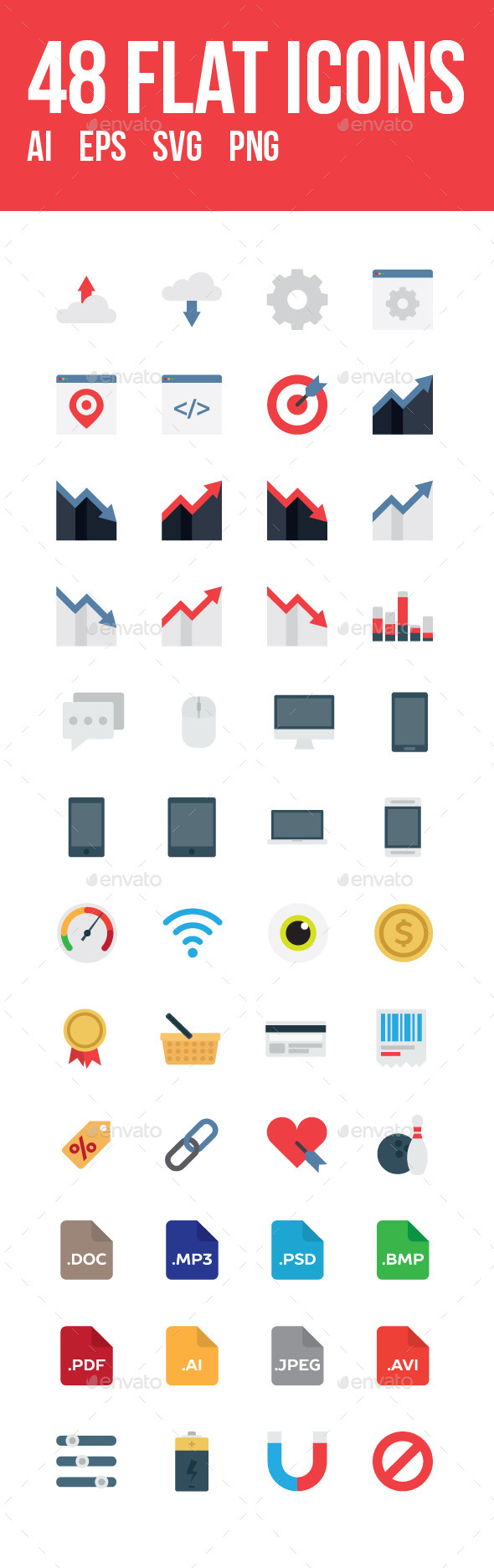 GraphicRiver 48 vector flat icons 11897091 GraphicRiver 48 vector flat icons 11897091