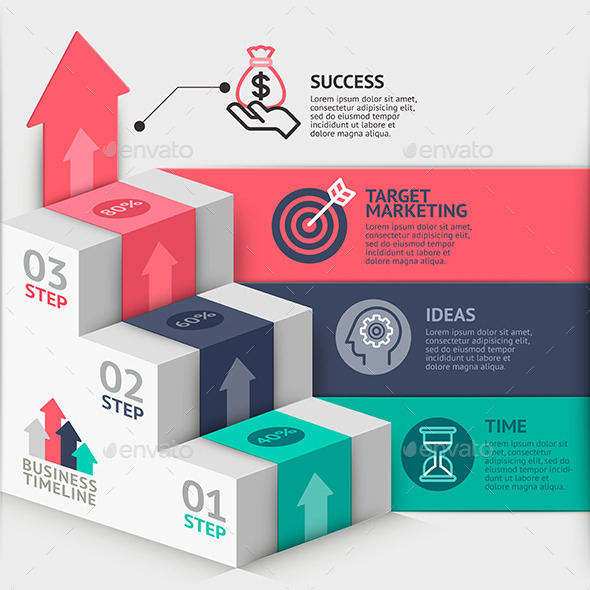 Business Staircase Diagram Template.