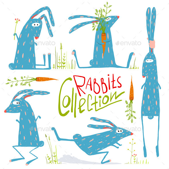 GraphicRiver Cartoon Rabbits Animals Collection for Kids 11902599 GraphicRiver Cartoon Rabbits Animals Collection for Kids 11902599