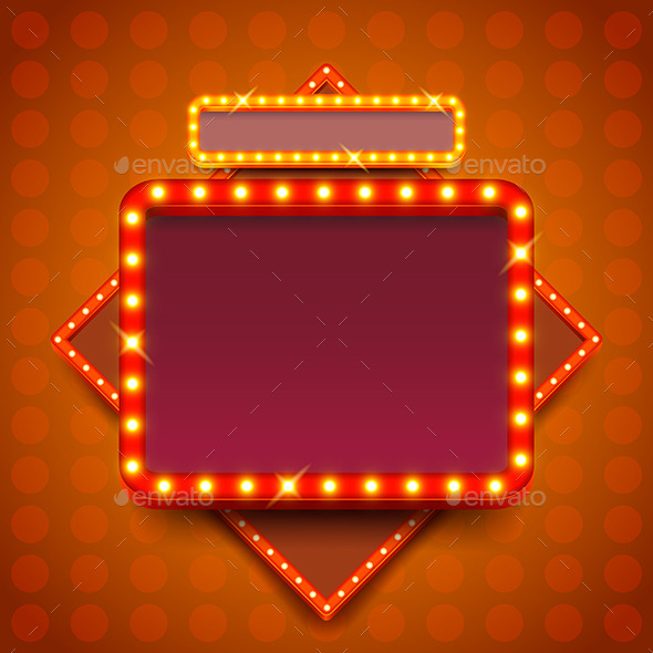 GraphicRiver Retro Poster with Neon Lights Square Board Vector 11904035 GraphicRiver Retro Poster with Neon Lights Square Board Vector 11904035