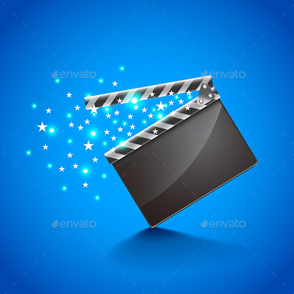 GraphicRiver Movie Clapper Board on Blue Background Vector 11904088 GraphicRiver Movie Clapper Board on Blue Background Vector 11904088