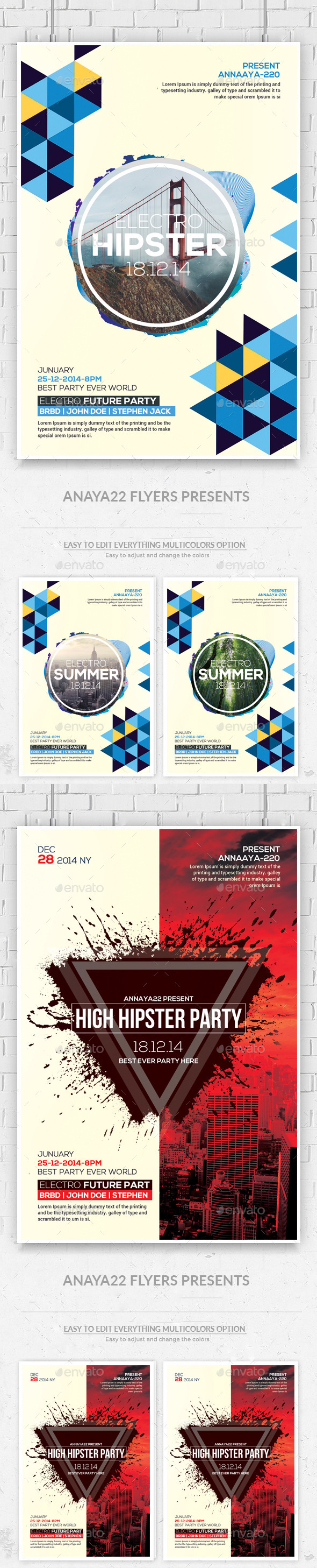 GraphicRiver Hipster Party Flyers Bundle 11904371 GraphicRiver Hipster Party Flyers Bundle 11904371