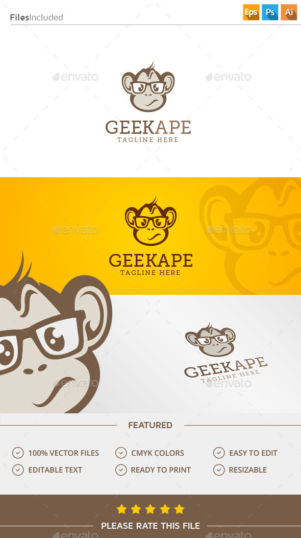 GraphicRiver Geek Monkey Logo 11904586 GraphicRiver Geek Monkey Logo 11904586