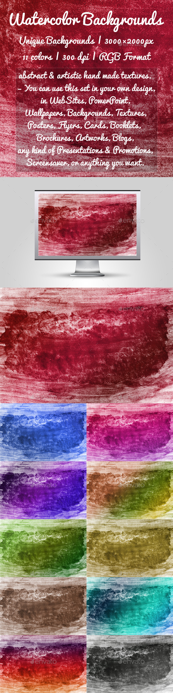 GraphicRiver Watercolor Backgrounds 11910927 GraphicRiver Watercolor Backgrounds 11910927