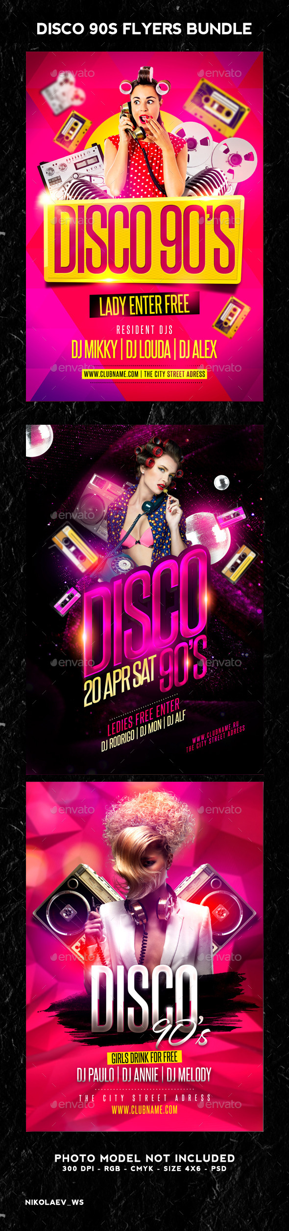 GraphicRiver Disco Party 90s Bundle 11911485 GraphicRiver Disco Party 90s Bundle 11911485