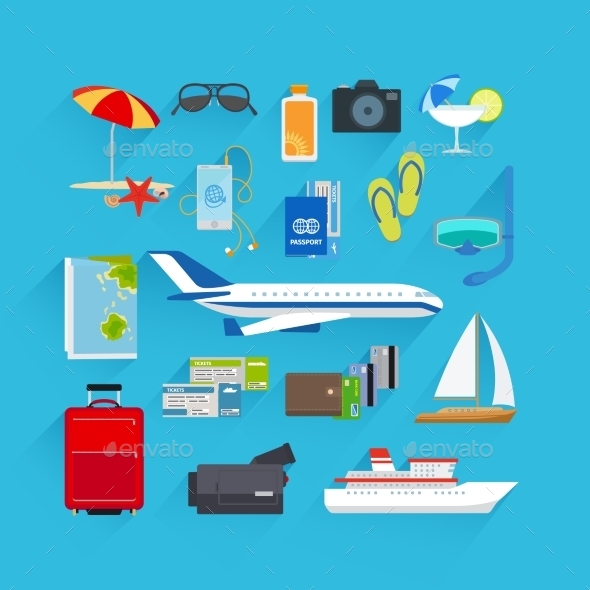 GraphicRiver Travel Flat Icons 11912902 GraphicRiver Travel Flat Icons 11912902