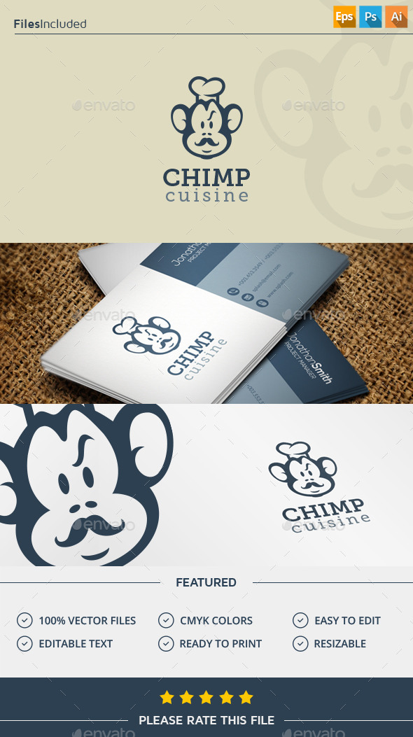 GraphicRiver Monkey Chef Logo 11909231 GraphicRiver Monkey Chef Logo 11909231