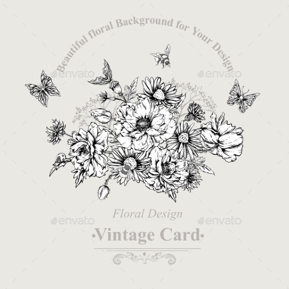 GraphicRiver Summer Monochrome Vintage Greeting Card 11915220 GraphicRiver Summer Monochrome Vintage Greeting Card 11915220