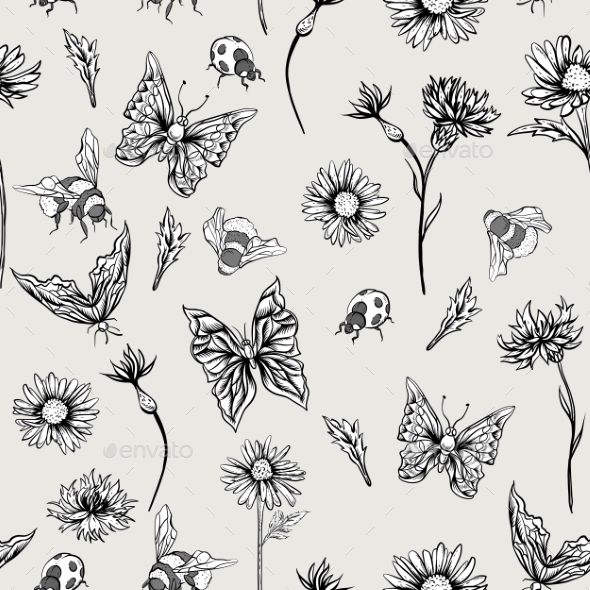 GraphicRiver Summer Monochrome Vintage Floral Seamless Pattern 11915227 GraphicRiver Summer Monochrome Vintage Floral Seamless Pattern 11915227