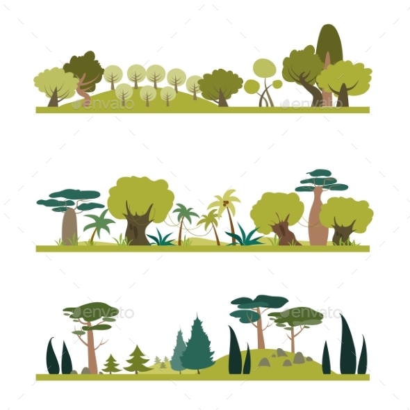 GraphicRiver Set Of Different Trees Species 11917082 GraphicRiver Set Of Different Trees Species 11917082