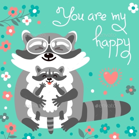 GraphicRiver Card With Cute Raccoons And a Declaration Of Love 11924607 GraphicRiver Card With Cute Raccoons And a Declaration Of Love 11924607