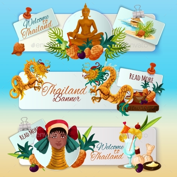 GraphicRiver Thailand Touristic Banners Set 11925775