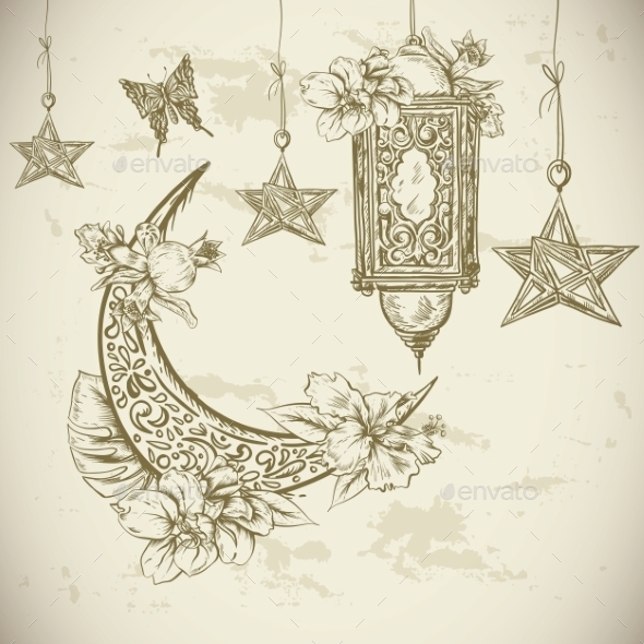 GraphicRiver Traditional Greeting Card With Arabic Lantern 11926011 GraphicRiver Traditional Greeting Card With Arabic Lantern 11926011
