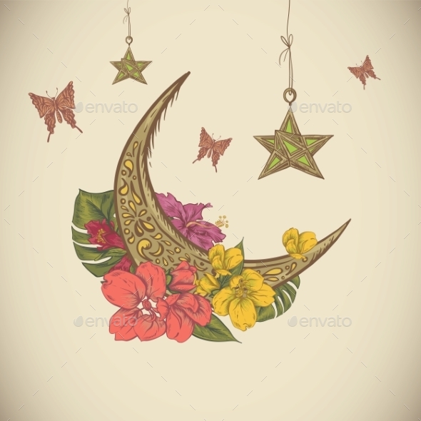 GraphicRiver Traditional Greeting Card With Arabic Lantern 11926063 GraphicRiver Traditional Greeting Card With Arabic Lantern 11926063