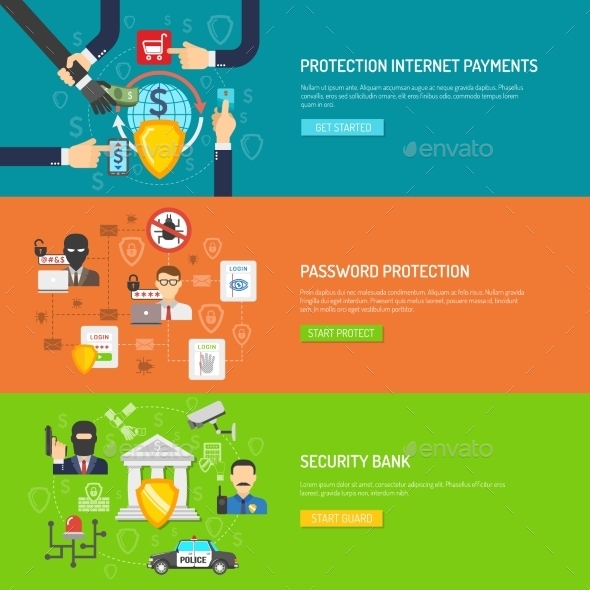 GraphicRiver Bank Security Horizontal Banners Set 11926111