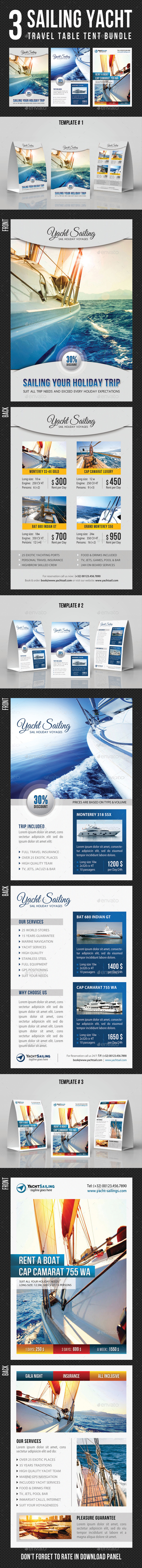 GraphicRiver 3 Sailing Yacht Travel Table Tent Bundle 11928259