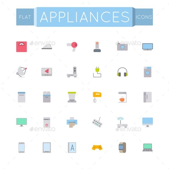 GraphicRiver Flat Appliances Icons 11929604 GraphicRiver Flat Appliances Icons 11929604