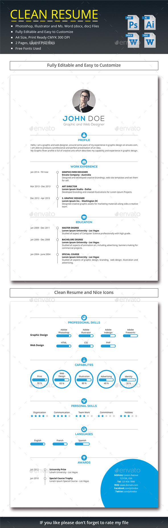 GraphicRiver Clean Resume 11929607 GraphicRiver Clean Resume 11929607