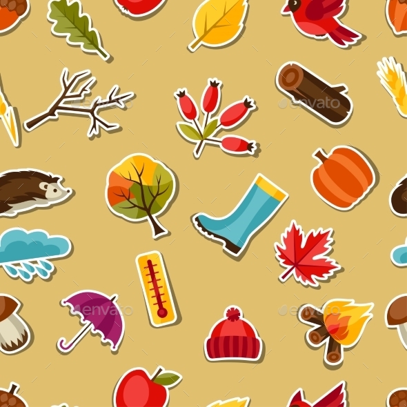 GraphicRiver Seamless Pattern eith Autumn Sticker Icons 11930856 GraphicRiver Seamless Pattern eith Autumn Sticker Icons 11930856