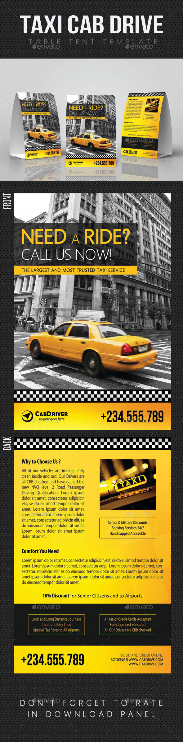 GraphicRiver Taxi Cab Drive Table Tent V01 11931146 GraphicRiver Taxi Cab Drive Table Tent V01 11931146