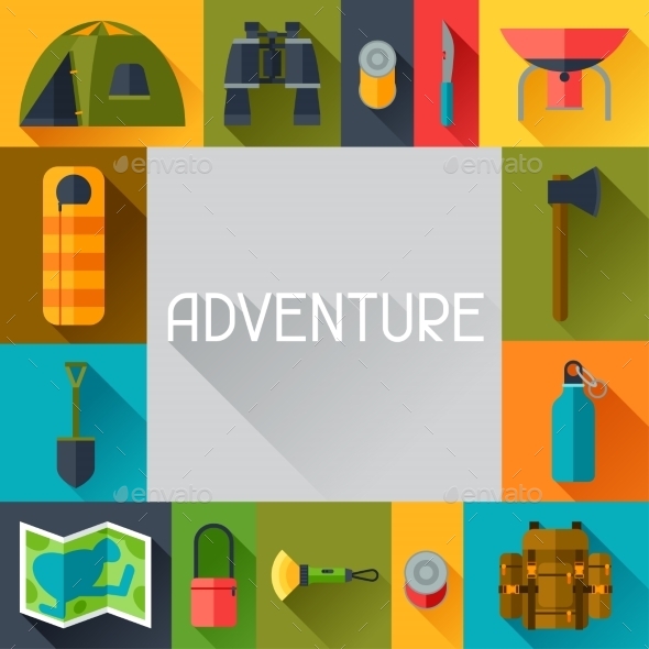 GraphicRiver Tourist Background with Camping Equipment 11931177 GraphicRiver Tourist Background with Camping Equipment 11931177
