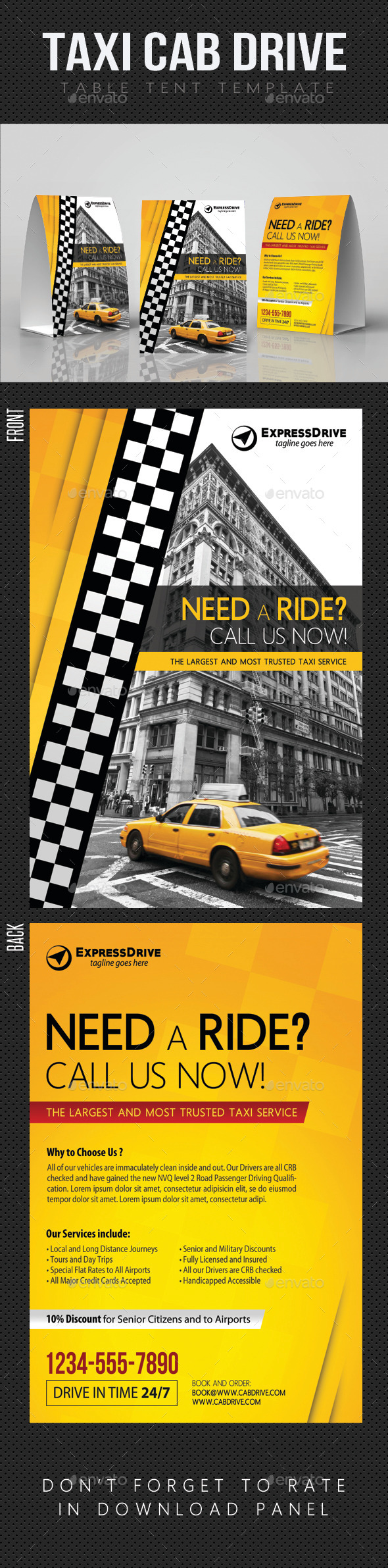 GraphicRiver Taxi Cab Drive Table Tent V02 11932367 GraphicRiver Taxi Cab Drive Table Tent V02 11932367