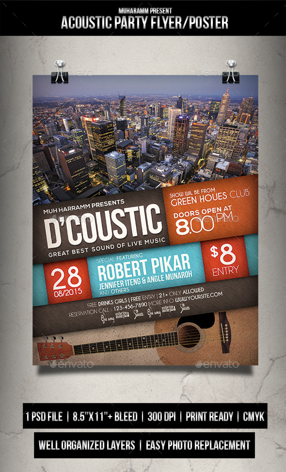 GraphicRiver Acoustic Party Flyer Poster 11932192 GraphicRiver Acoustic Party Flyer Poster 11932192