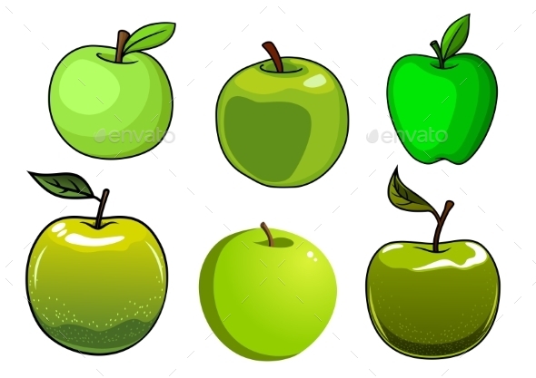 GraphicRiver Fresh Green Apples Fruits Set 11934115 GraphicRiver Fresh Green Apples Fruits Set 11934115