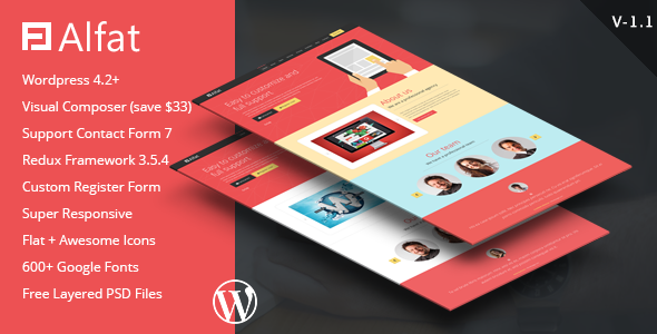 Alfat - Super Flat Landing Page WP Theme